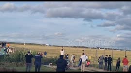 Donald Trump on Airforce 1 departing Stansted airport