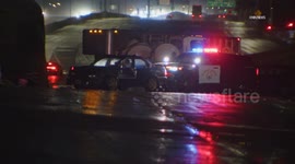 US, Los Angeles: Arleta Truck Crashes And Jackknifes With Animal Trailer Prompting Freeway Closure