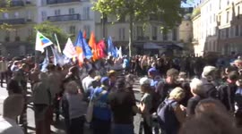 Nearly 100 arrested during France's nationwide protests, with 2 injured in Lyon clashes