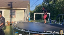 La Vergne Officer Joins Child on Trampoline During Call
