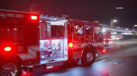US, Los Angeles: Downtown Los Angeles Large Trash Fire At LA Convention Center