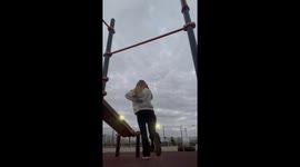 Playground spin mishap on horizontal bar in Troitsk, Russia