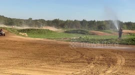 Rider loses control and ATV rolls over during race in Moscow, Russia