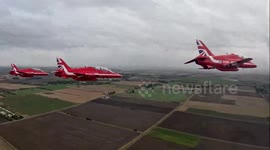 UK: Red Arrows Dazzle Over Windsor Castle During Trump State Visit