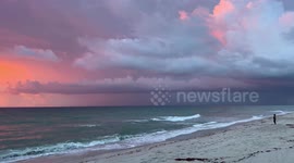 Breathtaking Sunrise Paints Dania Beach Sky In Purple And Orange