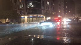 Crazy heavy rainfall hits busy streets in Tucson, USA
