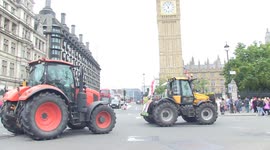 British farmers protest inheritance tax changes with tractor convoy at Parliament