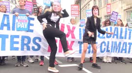 Left-wing demonstrators march through central London demanding billionaires pay more tax
