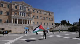 Greek protesters rally outside Parliament in support of Palestine
