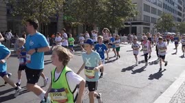 Children take part in running event at BMW Berlin Marathon