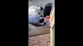 Homeless Sleeping Outside of New Home