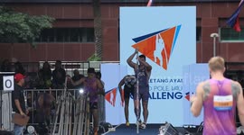 Turkish athlete Ersu Sasma competes in pole vault event in Manila, Philippines