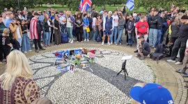 100's gather in Hyde Park for a memorial service for the Late Charlie Kirk