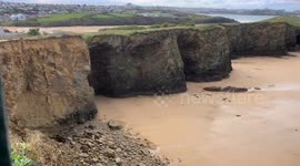 Tide Trap! Walkers Rescued from Barred Beach at Whipsiderry Cove, Cornwall, UK