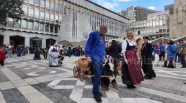Dogs pull Harvest Festival offerings at The Pearly Kings And Queens Costermongers Harvest Festival