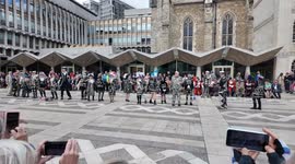Pearly Kings and Queens sing traditional songs at The Pearly Kings and Queens Costermongers Harvest Festival