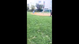 A normal Sunday in London when a helicopter parked in a park due to a roadside emergency.