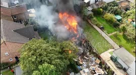 drone footage of Bounds Green garden fire.