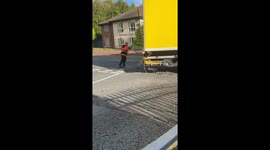 Delivery truck driver struggles with fence mishap in Newcastle upon Tyne, UK