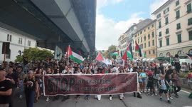 Protesters march in Genoa against arms trafficking in ports