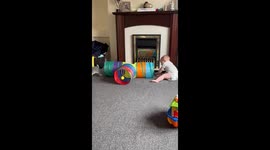 Baby Giggles At Funny Bunny