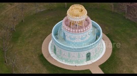 the wedding cake Part sculpture, part architectural garden folly, the extraordinary structure is a celebration of love, festivity and joy.