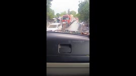 Driver shows painful traffic jam on rural road in the Philippines
