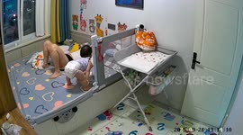Mum saves baby falling off bed thanks to superhuman reactions