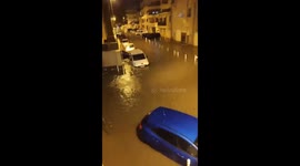 Severe flooding and rain on Pont du Las in Toulon, France