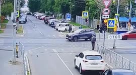 High-speed motorcycle accident caught on camera in Arkhangelsk, Russia