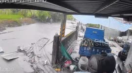 CCTV footage shows Typhoon Ragasa flood surging through street in Taiwan