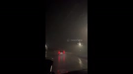 Strong storm with incredible lightning on Highway 33 in Athens, USA