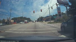 Truck Loses Load of Paving Stones at Green Light