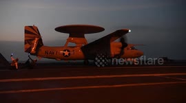 Yemen: E-2 Hawkeye Lifts Off From USS Nimitz In Dramatic Takeoff