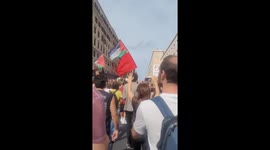 Pro-Palestine march near Termini Station in Rome, Italy