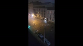 Heavy storm floods streets with lightning in Toulon, France