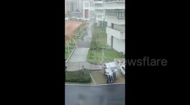 Strong winds topple truck wise ease as Typhoon Ragasa batters southern China