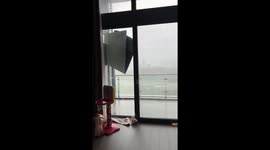 Balcony ceiling collapses as Typhoon Ragasa batters southern China