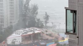 Typhoon Ragasa causes raging waters in Hung Hom, Hong Kong
