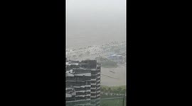Streets flooded as Typhoon Ragasa pushes seawater inland in Zhuhai, China