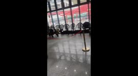 Bear chased away after entering building in Tibet, China