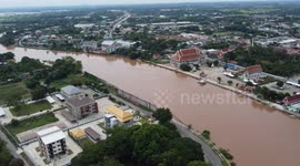 Aerial footage shows widespread flooding in central Thailand