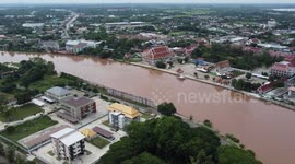 Aerial footage shows widespread flooding in central Thailand
