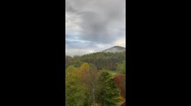 Calm morning rain after heavy showers in Valle Crucis, North Carolina, USA