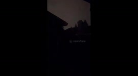 Midnight thunderstorm lights up the sky in Stockton, California, USA