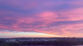 Stunning sunrise from 16th-floor apartment in Cambridge, Massachusetts, USA