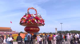 China: Flower decorations set up across Beijing to greet National Day, Mid-Autumn Festival