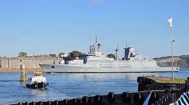 Nordrhein-Westfalen (F223) is the second ship of the Baden-Württemberg-class frigates of the German Navy. arrived in plymouth Royal Navy Dockyard on Nato operations