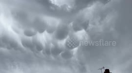 A rare display of mammatus clouds captured in the Northamptonshire sky.