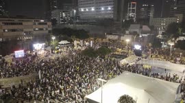 Israel: DRONE - Hundreds rally in Tel Aviv demanding return of Israeli hostages in Gaza